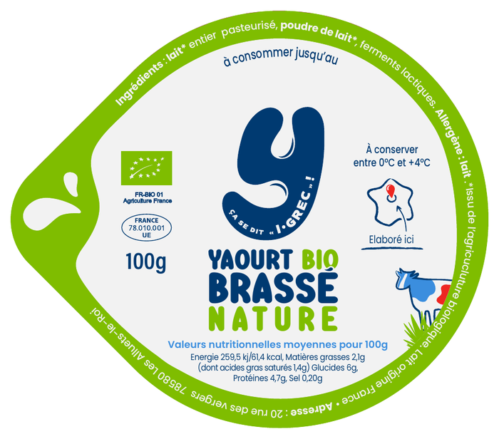 Opercule Yaourt Bio Brassé Nature