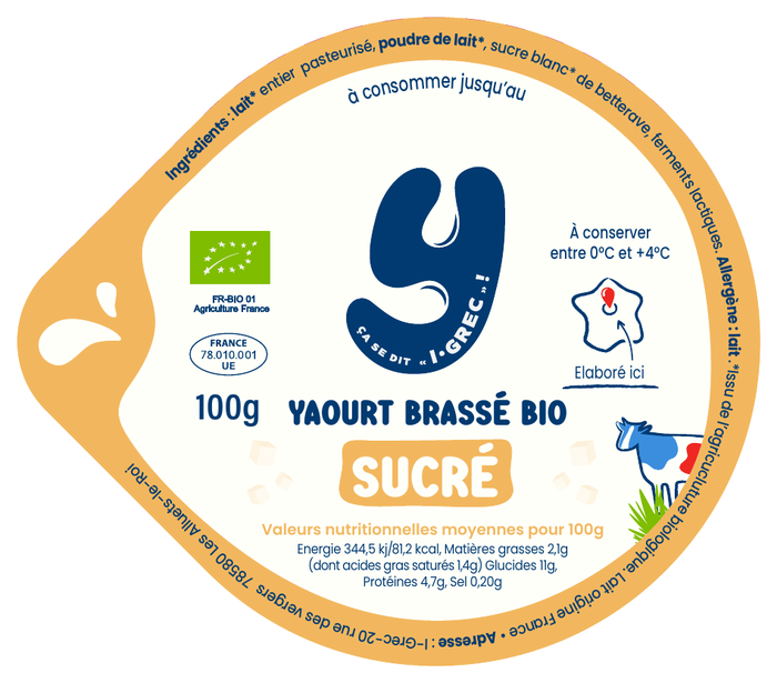 Opercule Yaourt Bio Brassé Sucré