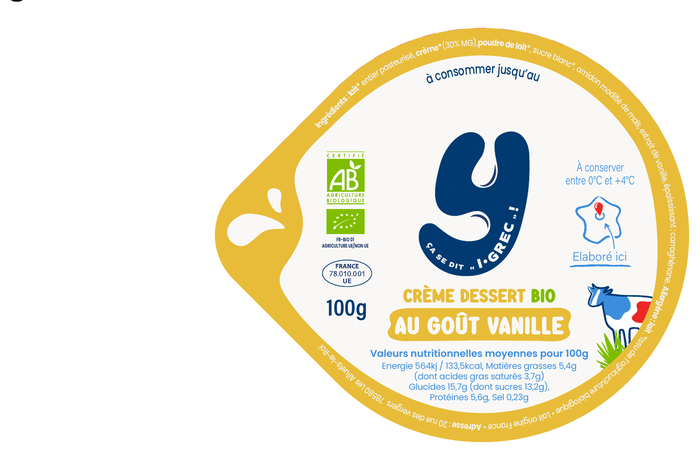 Opercule Crème Dessert Bio Vanille