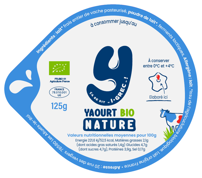 Opercule Yaourt Bio Nature 125g